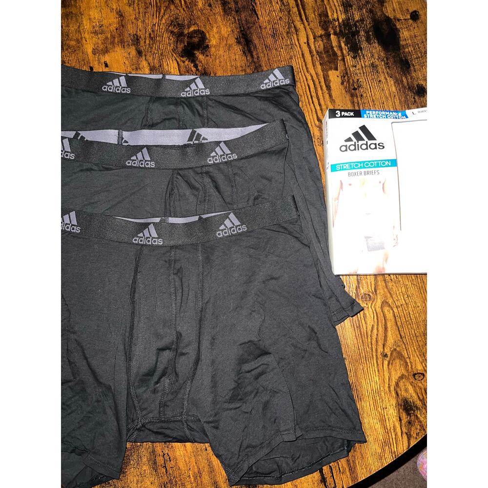 Adidas Men's Boxer Briefs 3 Pack Black Stretch Cotton Size M